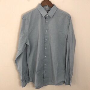 Express 1MX Fitted Button up Shirt Soft Blue long sleeves cotton blend 16-16 1/2